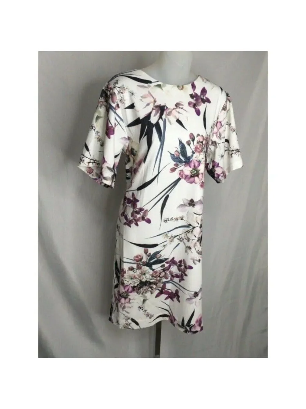 M&S British Ivory Lilac Purple Dress US4 - Picture 3 of 10